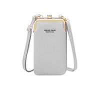 Pochette Bandoulière Smartphone Simili cuir grainé Multi-compartiments gris
