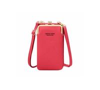Pochette Bandoulière Smartphone Simili cuir grainé Multi-compartiments Rose