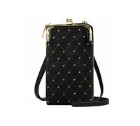 Pochette Bandoulière Smartphone Studs dorés et Surpiqure design losange noir