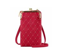 Pochette Bandoulière Smartphone Studs dorés et Surpiqure design losange Rose