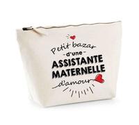 Pochette - Bazar d'amour - Trousse assistante maternelle - Coton 100% - Zippée - Beige