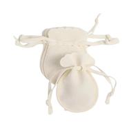 Pochette Bijoux Pochette à bijoux en velours doux, sacs cordon for cadeaux, bagues, boucles d'oreilles, bonbons, présentoir, rangement, emballage utile(Beige,5pcs)