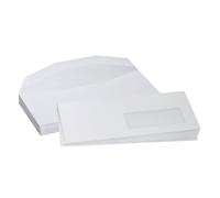 Pochette blanche C5/6 114 x 229 mm 80g fenêtre 45 x 100 mm - gommée - Lot de 1000