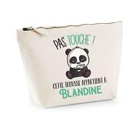 Pochette - Blandine - Pas touche Panda - Coton 100% - Zippée - 28cm x 19cm x 9cm