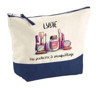 Pochette Bleue à Maquillage Lydie | Trousse Maquillage Routine Beauté Cadeau Anniversaire Femme Fête des Mères Mamies