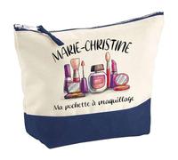 Pochette Bleue à Maquillage Marie-Christine | Trousse Maquillage Routine Beauté Cadeau Anniversaire Femme Fête des Mères Mamies