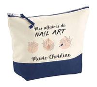 Pochette Bleue Affaires de Nail Art Marie-Christine | Trousse Vernis à Ongles Manucure Cadeau Anniversaire Femme prothésiste ongulaire Fête des Mères