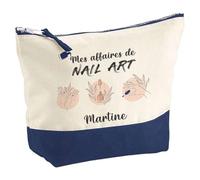 Pochette Bleue Affaires de Nail Art Martine | Trousse Vernis à Ongles Manucure Cadeau Anniversaire Femme prothésiste ongulaire Fête des Mères