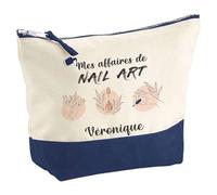 Pochette Bleue Affaires de Nail Art Véronique | Trousse Vernis à Ongles Manucure Cadeau Anniversaire Femme prothésiste ongulaire Fête des Mères