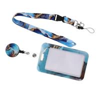 Pochette Bleue, Double Face Transparente, à Paillettes | Fermeture Refermable, Affichage Clair, Lanière et Clip, pour Élèves et Soignants en Service