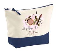 Pochette Bleue Le Maquillage de Martine | Trousse Maquillage Routine Beauté Cadeau Anniversaire Femme Fête des Mères Mamies