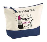 Pochette Bleue Marie-Christine Wake Up and Makeup | Trousse Maquillage Routine Beauté Cadeau Anniversaire Femme Fête des Mères Mamies