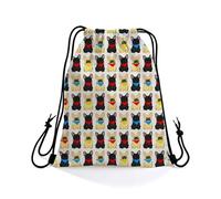 Pochette Bouledogue français de dessin animé Gym Sac Danse 36x42cm | Sac à Dos avec Cordon Serrage avec Cordon de Serrage Sac de piscine pour Adultes Sport Camping