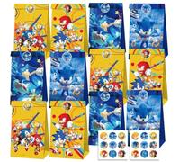 Pochette Cadeau, 12 Pièces Sac Papier, 18 Pièces Autocollants, Sac Cadeau Kraft, Sac Kraft, Sac Cadeau Anniversaire Enfant, Sachet Bonbon pour Garçons, Enfants, Baby Shower