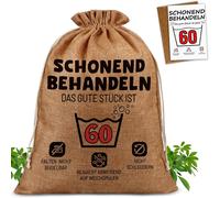 Pochette Cadeau Humoristique Pour 60e Anniversaire Avec Carte D'anniversaire 60 Ans - Cadeaux Pour Homme Et Femme - Emballage 60e Cadeau D'anniversaire - Traiter En Douceur 60 (40 X 30 Cm)