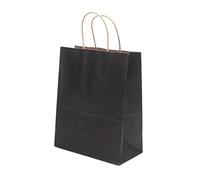 Pochette Cadeau Sacs en papier kraft brun avec poignées Petits sacs vrac for petits à provisions de cadeaux fête Noël(Black,15x8x21cm-50pcs)