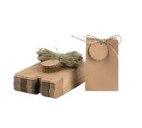Pochette Cadeau Sacs en papier kraft for biscuits, collations, bonbons, emballage avec étiquettes corde, décoration d'anniversaire, de mariage, Noël(Brown,20pcs)