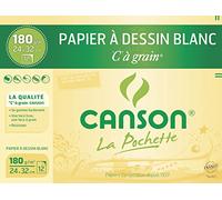Pochette CansonPapier àDessin Blanc "C" àGrain 24X32Cm 12 Feuilles 180g/m²