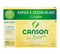 Pochette CansonPapier àDessin Blanc "C" àGrain 24X32Cm 12 Feuilles 224g/m²