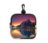 Pochette carrée à fermeture éclair des îles de Norvège avec imprimé intégral, petit sac de rangement imperméable, léger et durable pour les pièces de monnaie, les cartes, les clés pour les voyages et