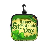 Pochette carrée à fermeture éclair Happy St. Patrick avec impression intégrale, tissu en caoutchouc imperméable, léger et durable, petit sac de rangement pour pièces de monnaie, cartes, clés