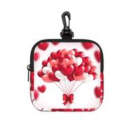 Pochette carrée à fermeture éclair Happy Valentine's Day avec imprimé intégral, petit sac de rangement imperméable, léger et durable pour pièces de monnaie, cartes, clés pour voyage et usage quotidien