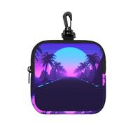 Pochette carrée à fermeture éclair Late Night Highway avec imprimé intégral, petit sac de rangement imperméable, léger et durable pour les pièces de monnaie, les cartes, les clés pour les voyages et