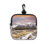 Pochette carrée à fermeture éclair pittoresque Mountain avec impression intégrale, imperméable, légère et durable pour pièces de monnaie, cartes, clés, pour voyage, usage quotidien