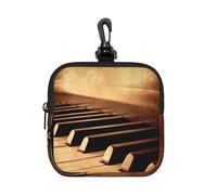 Pochette carrée à fermeture éclair pour clés de piano avec impression intégrale, tissu en caoutchouc imperméable, léger et durable, pour pièces de monnaie, cartes, clés