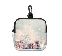 Pochette carrée à fermeture éclair pour le jour de Noël avec imprimé intégral, petit sac de rangement imperméable, léger et durable pour les pièces de monnaie, les cartes, les clés pour les voyages et