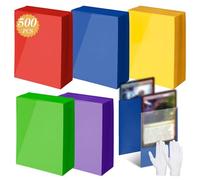 Pochette Carte, 500Pcs Protege Carte, Pochette Plastique Carte 66 * 91mm, Transparente Cartes à Collectionner, Pochettes Individuel Standard Card Sleeves (Rouge+Bleu+Vert clair+Jaune+Violet)