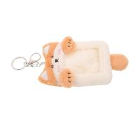 Pochette Carte D'identité Peluche Chat Cartoon avec Porte-clés | Rangement Photocard Musique Coréenne, Accessoire Kawaii Orange, Accès Rapide, pour Bus et Lanières