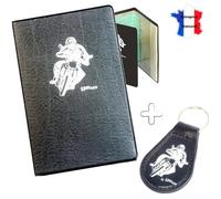 Pochette Carte Grise + Porte Clé Moto, Accessoires Moto Etui Protege Carte Grise et Assurance ou Permis , Housse Range Carte grise