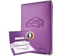 Pochette carte griseVIOLET simili cuir, luxeo