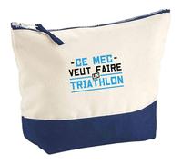 Pochette Ce mec Veut Faire Un Triathlon | Pouch | Idée Trousse Toilette Maquillage Cadeau Anniversaire Fête Original Famille Travail Départ Collègue Retraite