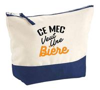Pochette Ce mec Veut Une bière | Pouch | Idée Trousse Toilette Maquillage Cadeau Anniversaire Fête Original Famille Travail Départ Collègue Retraite