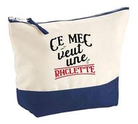 Pochette Ce mec Veut Une raclette | Pouch | Idée Trousse Toilette Maquillage Cadeau Anniversaire Fête Original Famille Travail Départ Collègue Retraite