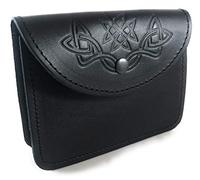 Pochette ceinture originale en cuir noir gaufré, sac Highland Piper, Kilt Belt Sporran/Pouch, Noir , Taille unique, Pochette