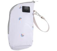 Pochette Chauffe-biberon Portable en Polyester Blanc pour Voyage | Répartition Homogène Chaleur, Fermeture Zippée, Usage sans Mains, pour Poussette et Sorties