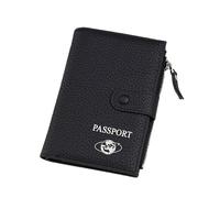 Pochette compacte pour passeports en cuir synthétique pour plus de commodité avec plusieurs emplacements pour les voyageurs d'affaires et de loisirs, adapté à la sécurité de l'aéroport, Noir , Beauté