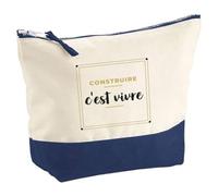 Pochette Construire Cest Vivre - Pouch - Idée Pochette Rangement Cadeau Anniversaire Fête Original Famille Travail Départ Collègue Retraite Noël. - Doré&Noir - 3