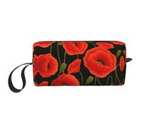 Pochette cosmétique portable avec imprimé coquelicot, étui de rangement de voyage, sac de rangement zippé pour un accès rapide