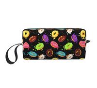 Pochette cosmétique portable avec imprimé donut, étui de rangement de voyage, sac de rangement zippé pour un accès rapide