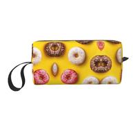 Pochette cosmétique portable avec imprimé donut, étui de rangement de voyage, sac de rangement zippé pour un accès rapide