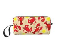 Pochette cosmétique portable avec imprimé homard et crabe, étui de rangement de voyage, sac de rangement zippé pour un accès rapide