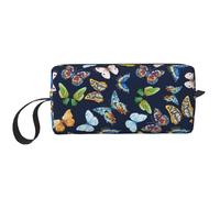Pochette cosmétique portable avec imprimé papillon coloré, étui de rangement de voyage, sac de rangement zippé pour un accès rapide