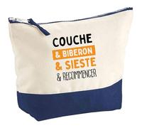 Pochette Couche biberon Sieste recommencer | Pouch | Idée Trousse Toilette Maquillage Cadeau Anniversaire Fête Original Famille Travail Départ Collègue Retraite