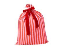 Pochette d ' emballage de Noël avec aspect tissu rayé, fermeture supérieure avec cordon de serrage pour emballage de friandises de fête, présentation et cadeaux