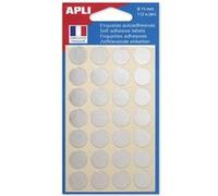 APLI Gommettes rondes – Étui 112 pastilles Ø 15 mm Argenté