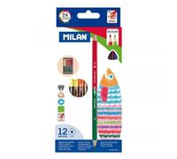 Pochette De 12 Crayons Bicolores Corps Triangulaire Assortiment